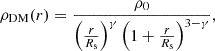 $$ \begin{aligned} \rho _{\rm DM}(r) = \frac{\rho _0}{\left(\frac{r}{R_{\rm s}}\right)^\gamma \left( 1+\frac{r}{R_{\rm s}} \right)^{3-\gamma } }, \end{aligned} $$