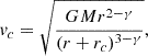 $$ \begin{aligned} v_{c}=\sqrt{\frac{GMr^{2-\gamma }}{(r+r_c)^{3-\gamma }}}, \end{aligned} $$