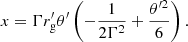 $$ \begin{aligned} x=\Gamma r^{\prime }_{\rm g}\theta ^{\prime }\left(-\frac{1}{2\Gamma ^2}+\frac{\theta ^{\prime 2}}{6}\right). \end{aligned} $$