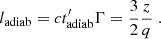 $$ \begin{aligned} l_{\rm adiab}=ct^{\prime }_{\rm adiab}\Gamma =\frac{3}{2} \frac{z}{q}\;. \end{aligned} $$