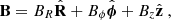 $$ \begin{aligned} \mathbf B&= B_{R} \hat{\mathbf{R }} + B_{\phi } \hat{\boldsymbol{\phi }} +B_{z} \hat{\mathbf{z }} \;, \end{aligned} $$