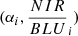 $ (\alpha_i, \frac{NIR}{BLU}_i) $