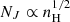 $ N_{J} \propto n_{\mathrm{H}}^{1/2} $