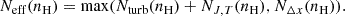 $$ \begin{aligned} N_{\rm eff}(n_{\rm H}) = \max (N_{\rm turb}(n_{\rm H}) + N_{J,T}(n_{\rm H}), N_{\Delta x}(n_{\rm H})). \end{aligned} $$