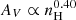 $ A_V \propto n_{\mathrm{H}}^{0.40} $