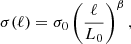 $$ \begin{aligned} \sigma (\ell ) = \sigma _0 \left( \frac{\ell }{L_0}\right)^\beta , \end{aligned} $$