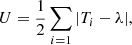 $$ \begin{aligned} U = \frac{1}{2} \sum _{i=1}|T_i - \lambda |, \end{aligned} $$