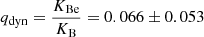 $ q_{\mathrm{dyn}} = \frac{K_{\mathrm{Be}}}{K_{\mathrm{B}}} = 0.066 \pm 0.053 $