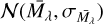 $N\left( {{{\bar M}_\lambda },\,{\sigma _{{{\bar M}_\lambda }}}} \right)$