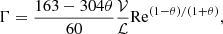 $$ \begin{aligned} \Gamma =\frac{163-304 \theta }{60}\frac{\mathcal{V} }{\mathcal{L} }\mathrm{Re} ^{(1-\theta )/(1+\theta )}, \end{aligned} $$