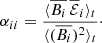 $$ \begin{aligned} \alpha _{ii} = \frac{\langle \overline{B_i}\, {\overline{\mathcal{E} }_i}\rangle _t}{\langle (\overline{B_{i}})^2 \rangle _t}\cdot \end{aligned} $$