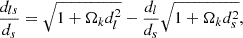 $$ \begin{aligned} \frac{d_{ls}}{d_s} = \sqrt{1+\Omega _k d_l^2}-\frac{d_l}{d_s}\sqrt{1+\Omega _k d_s^2}, \end{aligned} $$