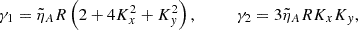 $$ \begin{aligned} \gamma _1&= \tilde{\eta }_A R\left(2+4K_x^2+K_y^2\right), \qquad&\gamma _2&= 3\tilde{\eta }_A RK_xK_y, \end{aligned} $$