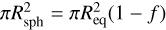 $\pi \rsph^2 = \pi \req^2(1-f)$