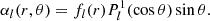 $$ \begin{aligned} \alpha _l(r,\theta )=f_l(r)P_l^1(\cos \theta )\sin \theta . \end{aligned} $$