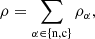 $$ \begin{aligned} \rho = \sum _{\alpha \in \{ \mathrm{n,c}\}} \rho _\alpha , \end{aligned} $$