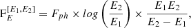 $$ \begin{aligned} \mathrm F^{[E_1, E_2]}_{E} = F_{ph} \times log\left( \frac{E_2}{E_1}\right) \times \frac{E_1 E_2}{E_2-E_1}, \end{aligned} $$