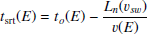 $$ \begin{aligned} t_{\rm srt}(E) = t_{o}(E) - \frac{L_n(v_{sw})}{v(E)} \end{aligned} $$
