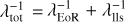 $\lambda_{\rm tot}^{-1} = \lambda_{\rm EoR}^{-1} + \lambda_{\rm lls}^{-1}$