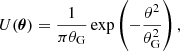 $$ \begin{aligned} U(\boldsymbol{\theta }) = \frac{1}{\pi \theta _{\mathrm{G} }} \exp \left(-\frac{\theta ^{2}}{\theta _{\mathrm{G} }^{2}}\right), \end{aligned} $$