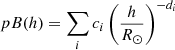 $$ \begin{aligned} pB(h) = \sum _i c_i \left(\frac{h}{R_{\odot }}\right)^{-d_i} \end{aligned} $$