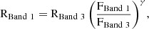 $$ \begin{aligned} \mathrm {R_{Band~1} = R_{Band~3}\left(\frac{F_{Band~1}}{F_{Band~3}}\right)^{\gamma }}, \end{aligned} $$