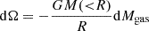 $$ \begin{aligned} \mathrm{d}\Omega = -\frac{GM({ < }R)}{R}\mathrm{d}M_{\rm gas} \end{aligned} $$