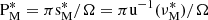 $ \rm P_{\mathrm{M}}^{*} = \pi s_{\mathrm{M}}^{*}/\Omega = \pi u^{-1}(\nu_{\mathrm{M}}^{*})/\Omega $