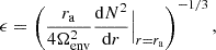 $$ \begin{aligned} \epsilon = \left(\frac{r_{\rm a}}{4\Omega _{\rm env}^{2}}\frac{\mathrm{d} N^{2}}{\mathrm{d} r}\Big |_{r=r_{\rm a}}\right)^{-1/3}, \end{aligned} $$