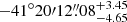 $ -41^\circ20{\prime}12{{\overset{\prime\prime}{.}}}08^{+3.45}_{-4.65} $