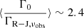 $ \langle\frac{\Gamma_0}{\Gamma_\mathrm{R-J,\nu_{obs}}}\rangle\sim2.4 $