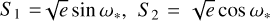 $\[S_{1}= \sqrt{e} \sin~ \omega_{*}, S_{2}=\sqrt{e} \cos~ \omega_{*}\]$
