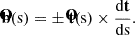 $$ \begin{aligned} \mathbf {\hat{b}} ( \mathrm{s} ) = \pm \ \mathbf {\hat{t}} ( \mathrm{s} ) \times \frac{ \mathrm{d} \mathbf t }{\mathrm{ds} }. \end{aligned} $$