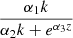 $ \frac{\alpha_{1} k}{\alpha_{2} k + e^{\alpha_{3} z}} $