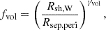 $$ \begin{aligned} f_{\mathrm{vol} } = \left(\frac{R_{\mathrm{sh,W} }}{R_{\mathrm{sep,peri} }}\right)^{\gamma _{\mathrm{vol} }}, \end{aligned} $$
