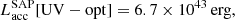 $$ \begin{aligned} L_{\rm acc}^\mathrm{SAP}\mathrm{[UV-opt]} = 6.7\times 10^{43}\,\mathrm{erg} ,\end{aligned} $$