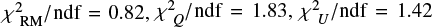 $\chi^2_{\rm{~RM}}/{\rm{ndf}} = 0.82$, $\chi^2_{~Q}/{\rm{ndf}} = 1.83$, $\chi^2_{~U}/{\rm{ndf}} = 1.42$