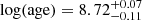 $ \log(\mathrm{age}) = 8.72_{-0.11}^{+0.07} $