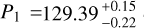 $P_1 = 129.39\genfrac{}{}{0pt}{}{+0.15}{-0.22}$