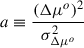 $$ \begin{aligned} a&\equiv \frac{(\Delta \mu ^o)^2}{\sigma ^2_{\Delta \mu ^o}} \end{aligned} $$