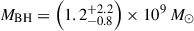 $ M_\mathrm{{BH}}=\left(1.2^{+2.2}_{-0.8}\right)\times10^9\,M_\odot $