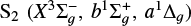 $\[\mathrm{S}_{2}\left(X^{3} \Sigma_{g}^{{}-}, b^{1} \Sigma_{g}^{+}, a^{1} \Delta_{g}\right)\]$