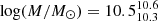 $ {\log(M/M_{\odot}) = 10.5_{10.3}^{10.6}} $