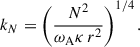 $$ \begin{aligned} k_N = \left( \frac{N^2}{\omega _{\rm A}\kappa \,r^2}\right)^{1/4}. \end{aligned} $$