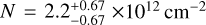 $N = 2.2^{+0.67}_{-0.67} \times 10^{12}$\,cm$^{-2}$