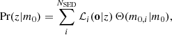 $$ \begin{aligned} \text{ Pr}(z|m_0) = \sum _{i}^{N_{\rm SED}} \mathcal{L} _i(\mathbf o |z) \, \Theta (m_{0,i}|m_0) , \end{aligned} $$