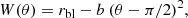 $$ \begin{aligned} W(\theta ) = r_{\rm bl}- b ~ (\theta - \pi /2)^2, \end{aligned} $$