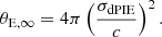 $$ \begin{aligned} \theta _{\rm E,\infty } = 4 \pi \left(\frac{\sigma _\mathrm{dPIE} }{c}\right)^2. \end{aligned} $$