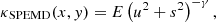 $$ \begin{aligned} \kappa _{\rm SPEMD}(x,y) = E \left(u^2+s^2\right)^{-\gamma }, \end{aligned} $$