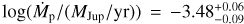 $\log(\dot{M}_{\rm p}/(M_{\rm Jup}/\rm yr))=-3.48^{+0.06}_{-0.09}$